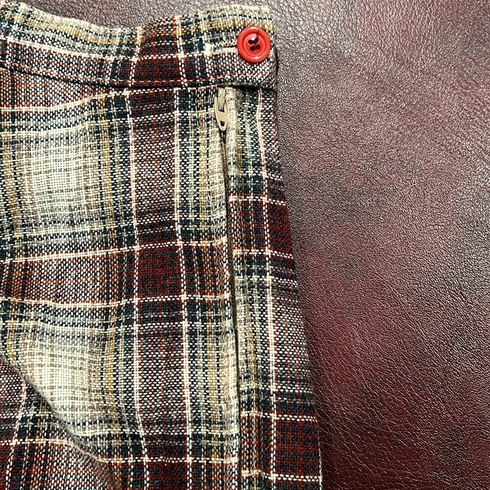 Vintage Casual Corner Brown Plaid Pleated Wool Blend Midi Skirt - Size 7/Small - Picture 8 of 11